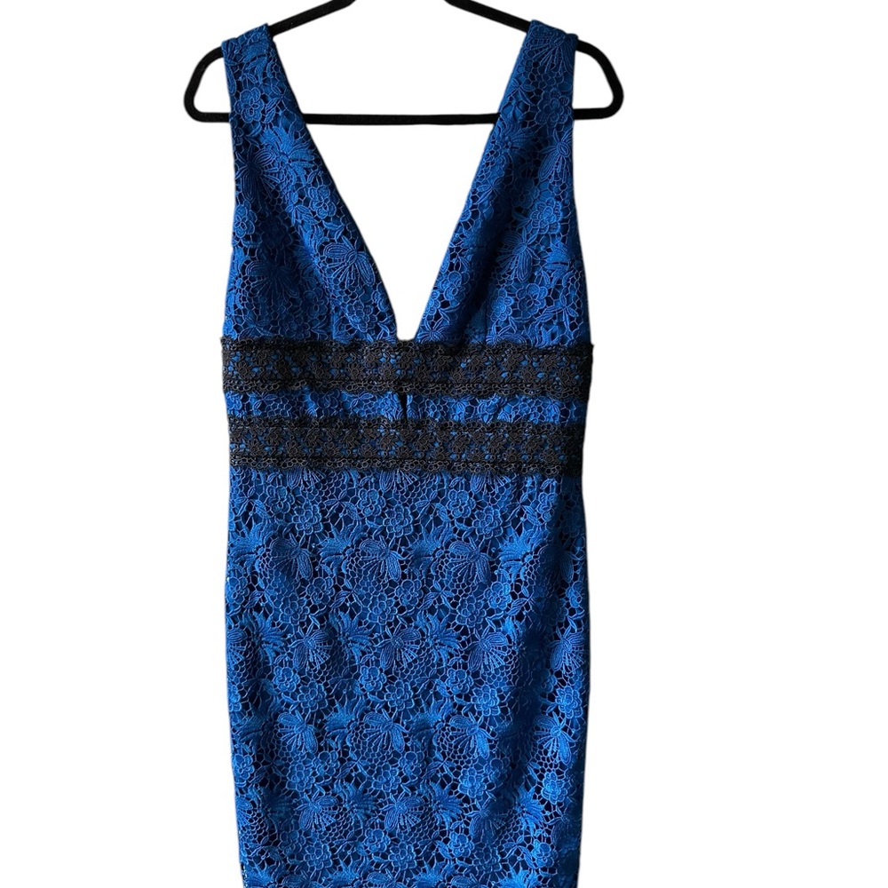 Diane Von Furstenberg DVF Viera Lace Neptune Blue Black Dress Size US 10
